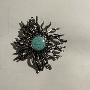 Silver Sunburst pendant with Turquoise Center